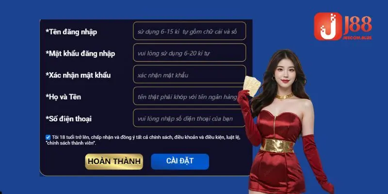 Hoàn tất quá trình đăng ký J88
